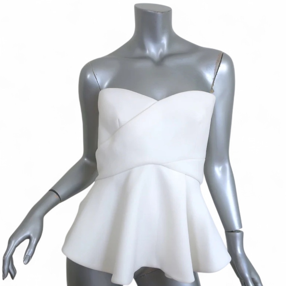 White Strapless Peplum Crop